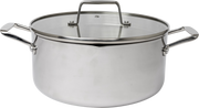 Frigidaire 5 QT Tri-Ply Stainless Steel Casserole with Pour Spouts and Straining Lid