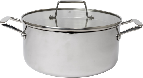 Frigidaire 5 QT Tri-Ply Stainless Steel Casserole with Pour Spouts and Straining Lid