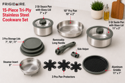 Frigidaire 15-Piece Tri-Ply Stainless Steel Cookware Set
