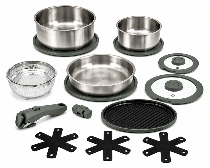 Frigidaire 15-Piece Tri-Ply Stainless Steel Cookware Set