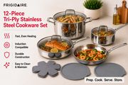 Frigidaire 12-Piece Tri-Ply Stainless Steel Cookware Set