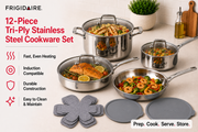 Frigidaire 12-Piece Tri-Ply Stainless Steel Cookware Set