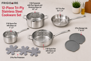 Frigidaire 12-Piece Tri-Ply Stainless Steel Cookware Set