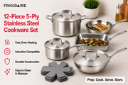 Frigidaire 12-Piece 5-Ply Stainless Steel Cookware Set