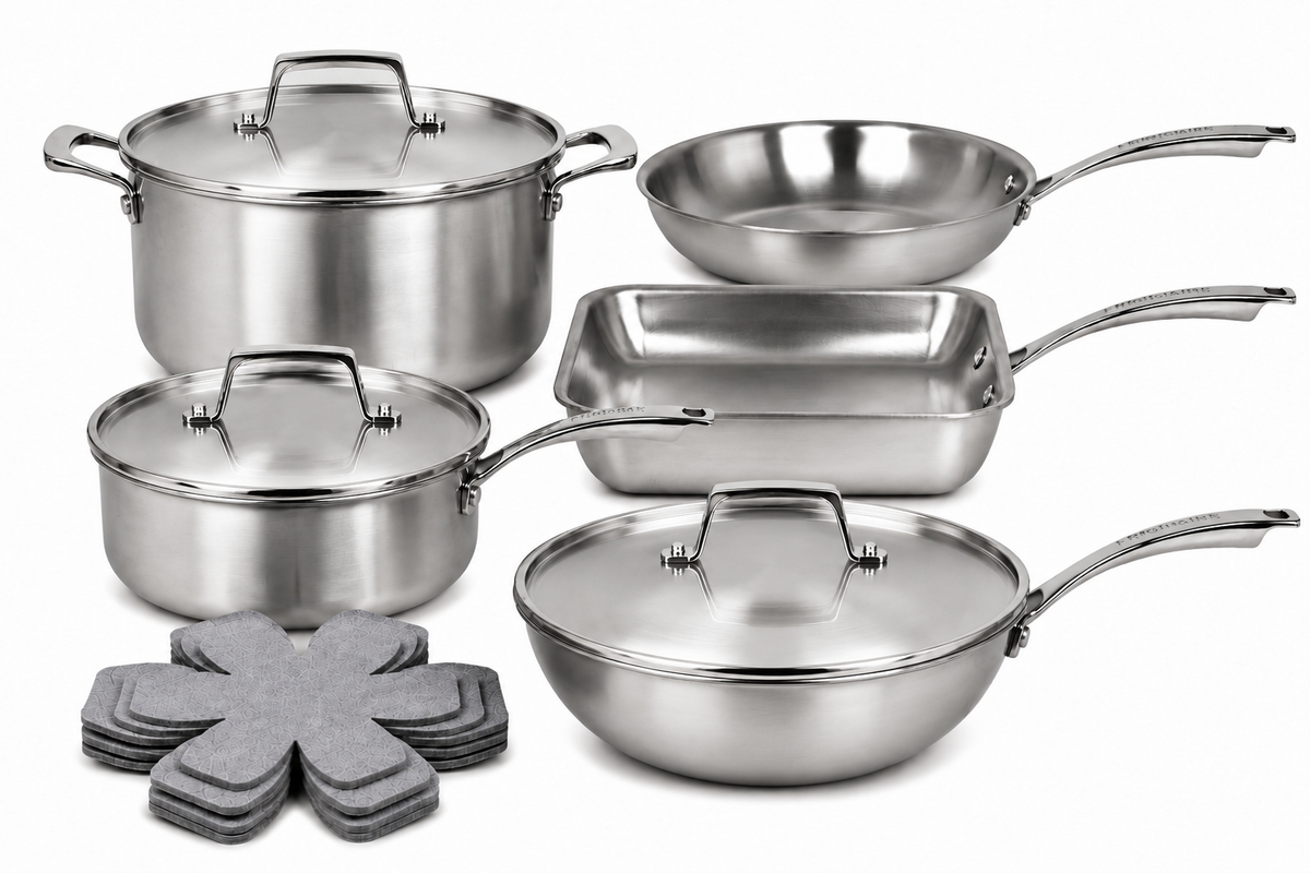 Frigidaire 12-Piece 5-Ply Stainless Steel Cookware Set