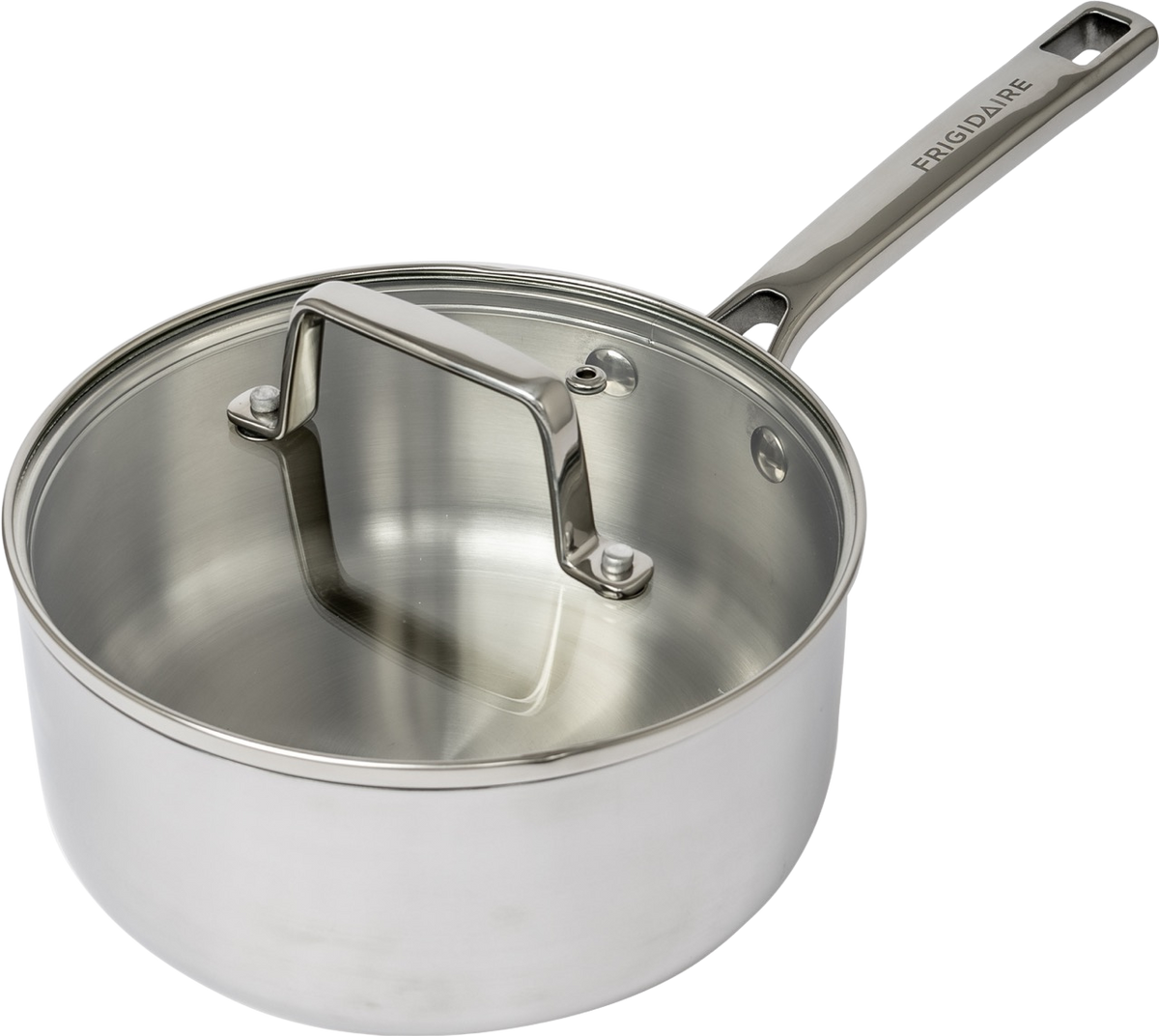 Frigidaire 2 QT Tri-Ply Stainless Steel Sauce Pan with Glass Lid
