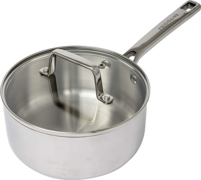 Frigidaire 2 QT Tri-Ply Stainless Steel Sauce Pan with Glass Lid