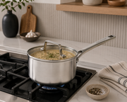 Frigidaire 2 QT Tri-Ply Stainless Steel Sauce Pan with Glass Lid