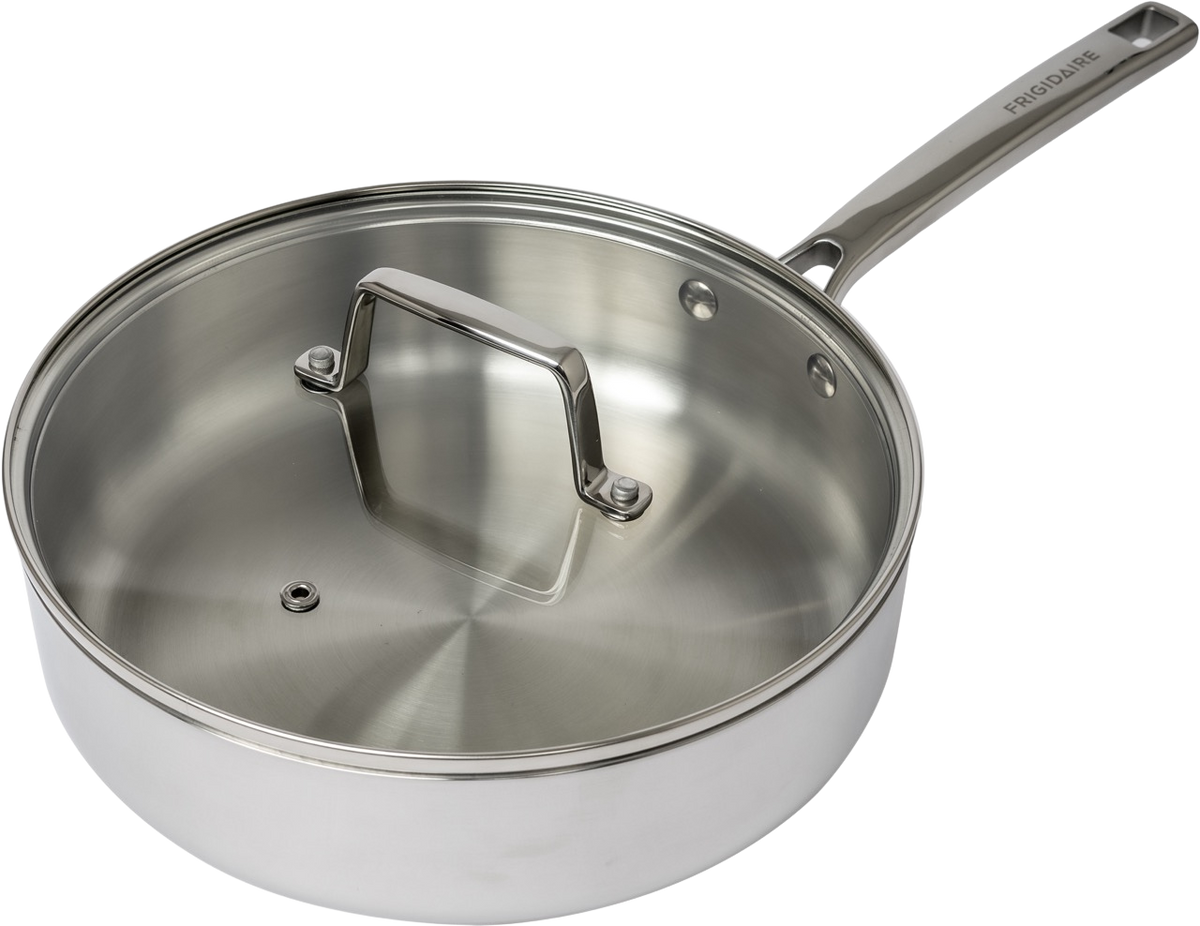 Frigidaire 3 QT Tri-Ply Stainless Steel Saute Pan with Glass Lid