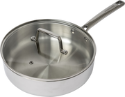 Frigidaire 3 QT Tri-Ply Stainless Steel Saute Pan with Glass Lid