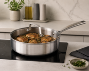 Frigidaire 3 QT Tri-Ply Stainless Steel Saute Pan with Glass Lid